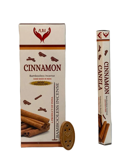 AUM Cinnamon Bambooless Incense – 90 Sticks with Holder