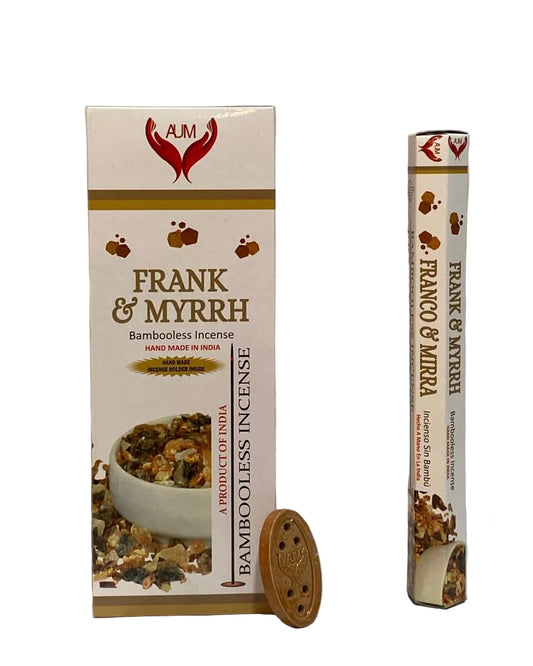 AUM Frank & Myrrh Bambooless Incense – 90 Sticks with Holder