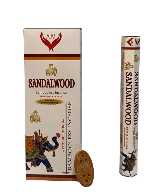 AUM Sandalwood Bambooless Incense – 90 Sticks with Holder