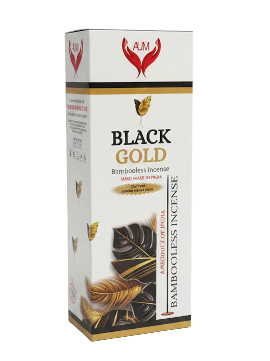 AUM Black Gold Bambooless Incense | 90 Sticks and Ceramic Holder