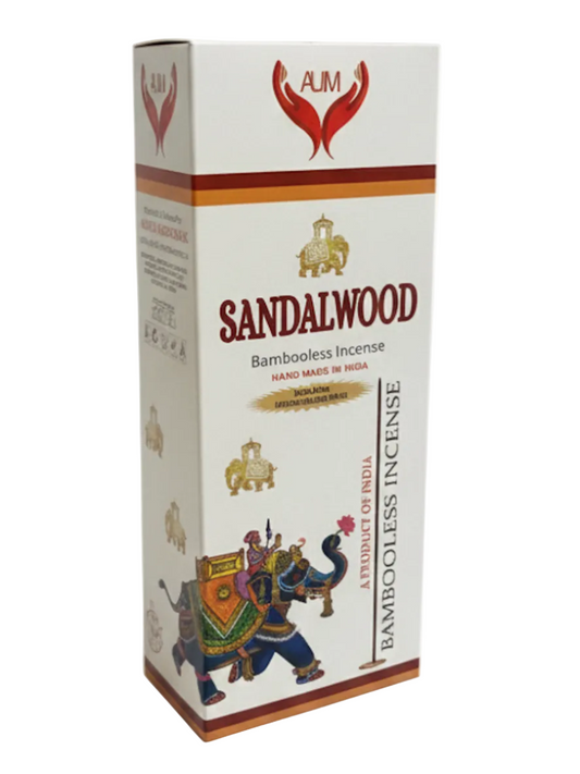 AUM Sandalwood Bambooless Incense | 90 Sticks and Ceramic Holder