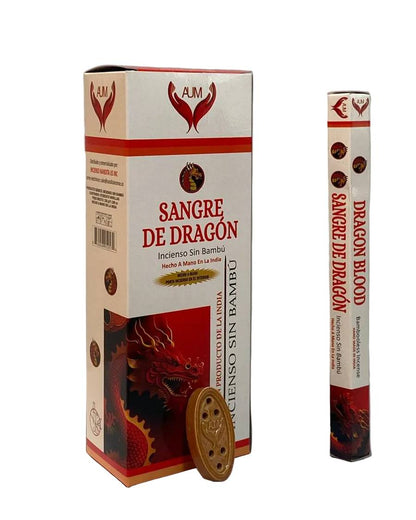 AUM Sangre De Dragon Bambooless Incense – 90 Sticks with Ceramic Holder