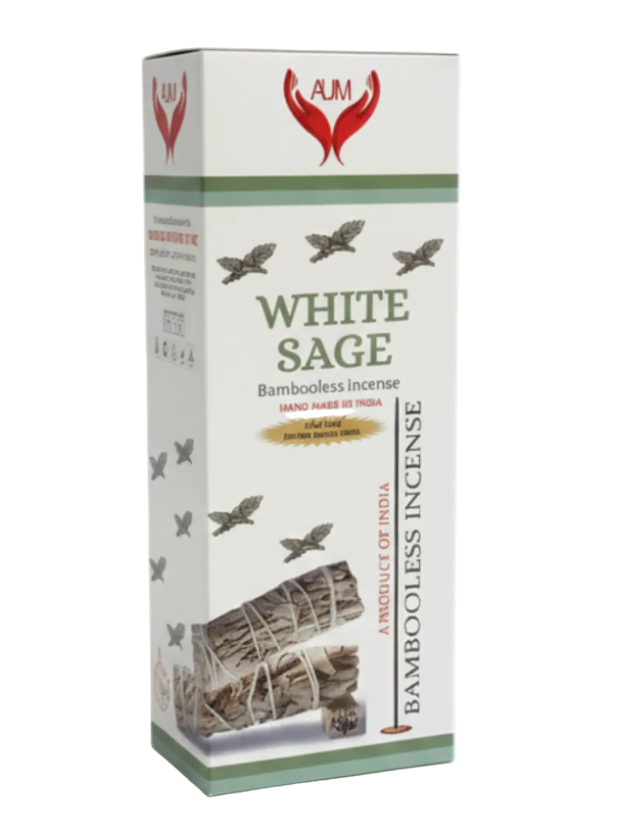 AUM White Sage Bambooless Incense | 90 Sticks and Ceramic Holder