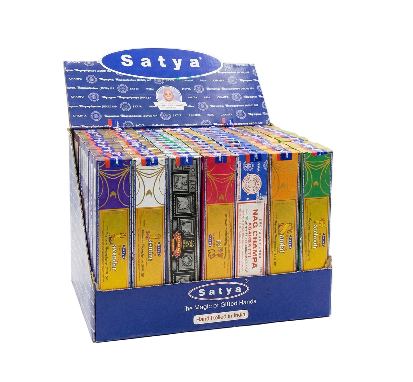Satya Incense Display | 7 Best-Selling Scents | 84pk